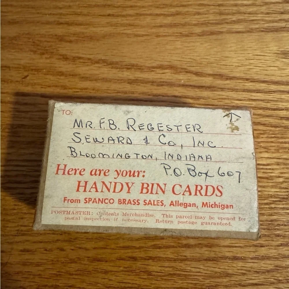 Vintage Bloomington IN Allegan MI Hardware Store Handy Bin Parts ID Cards